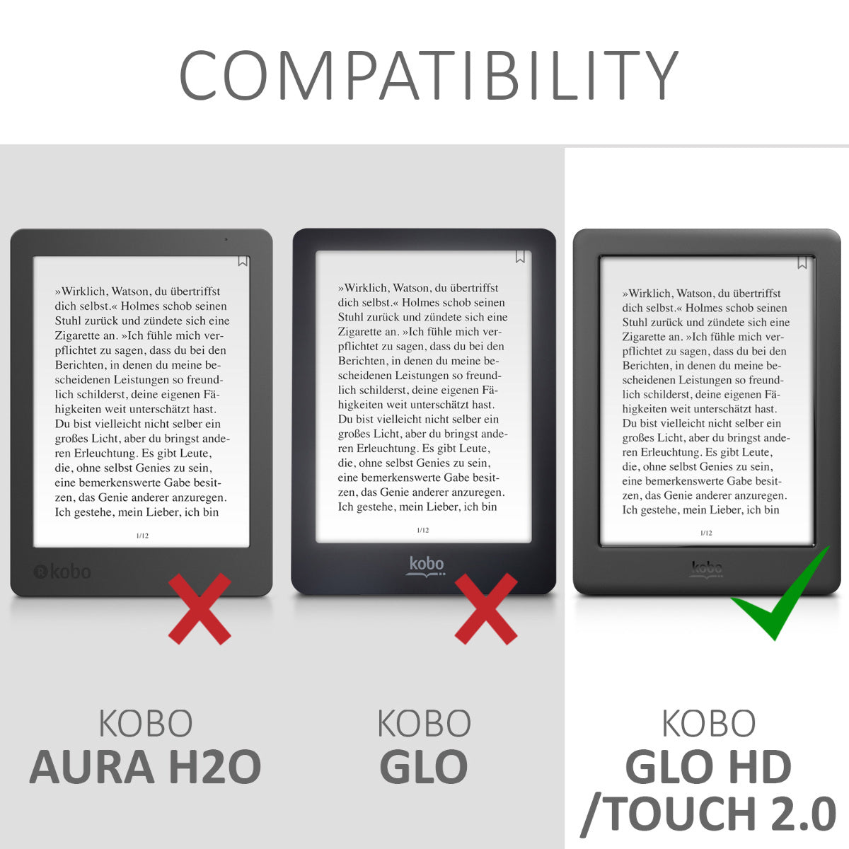 Kobo Glo HD / Touch 2.0 mit Handschlaufe eReader Hülle