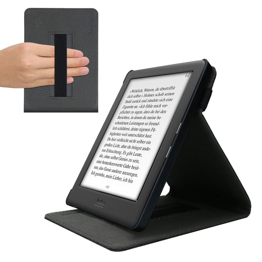 kwmobile Hülle kompatibel mit Kobo Glo HD / Touch 2.0 - mit Handschlaufe und Ständer - e-Reader Schutzhülle
