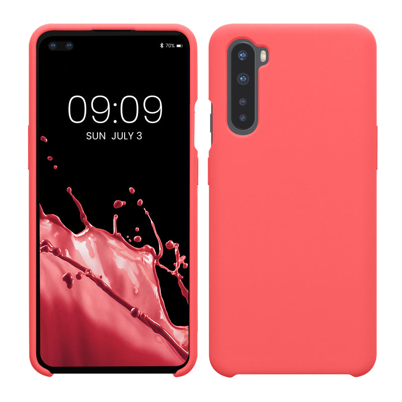 kwmobile Handyhülle für OnePlus Nord Hülle - Case Silikon - Kabelloses Laden - Schutzhülle Cover in Neon Koralle Neon Koralle  
