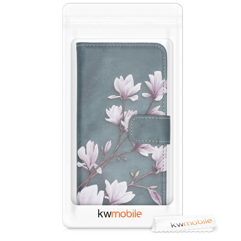 Google Pixel 3a Handyhülle mit Kartenfach Magnolien Taupe und Ständer
