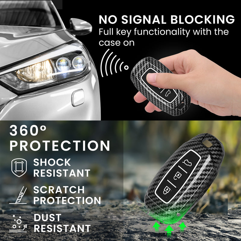 Hyundai 3-Tasten Autoschlüssel Keyless Go Hardcover Schlüsselhülle