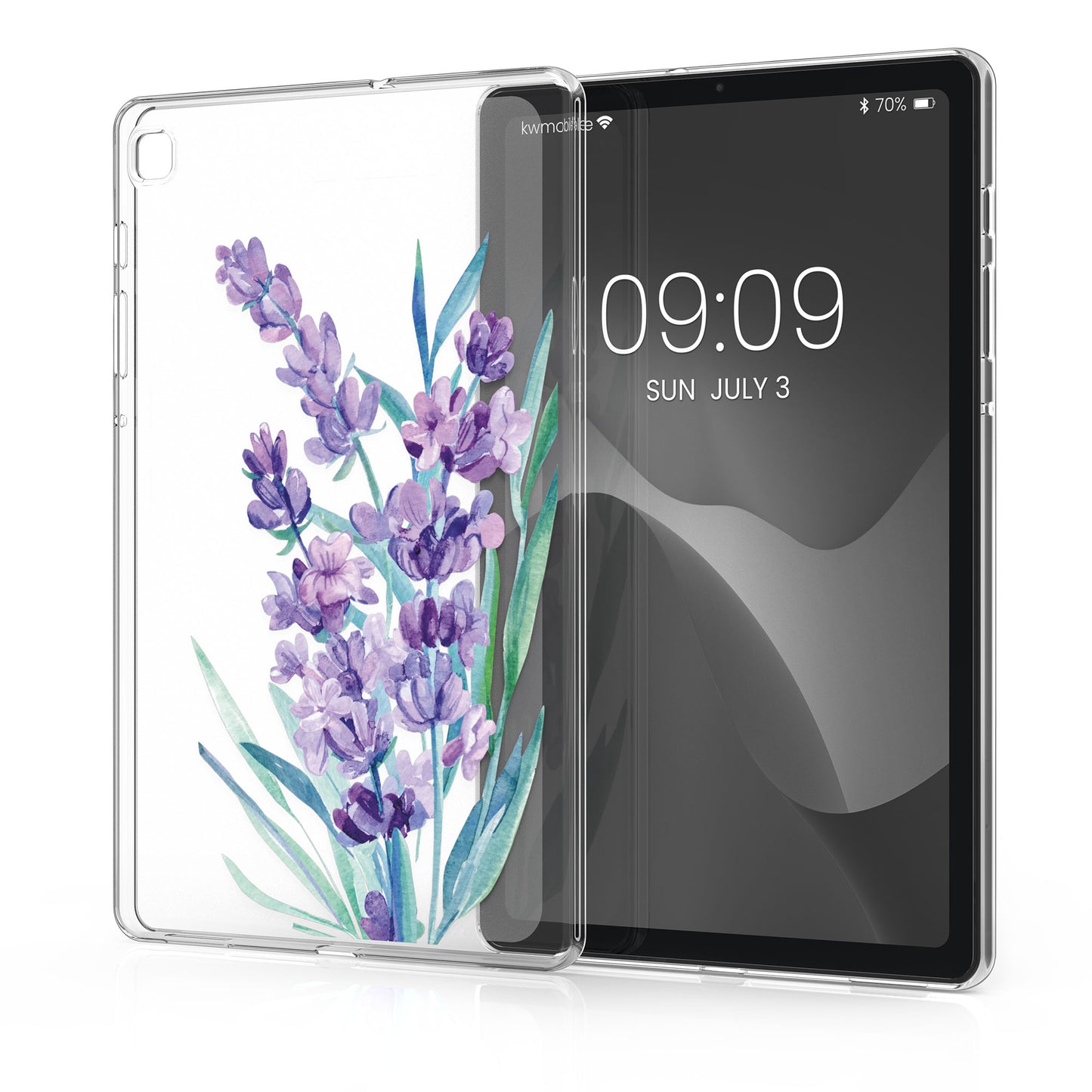 kwmobile Schutzhülle kompatibel mit Samsung Galaxy Tab S6 Lite (2024/2022/2020) - Hülle Silikon - Tablet Cover Case - Lavendel Türkis Transparent