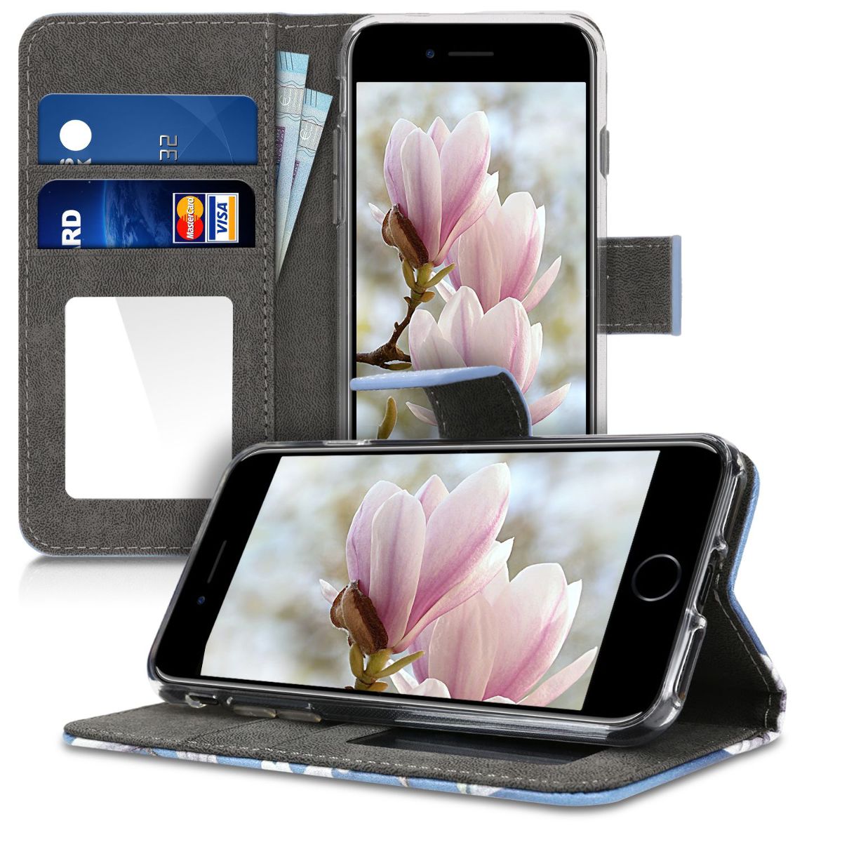 Kunstleder Handyhülle mit Kartenfach für Apple iPhone SE (2022) / iPhone SE (2020) / iPhone 8 / iPhone 7