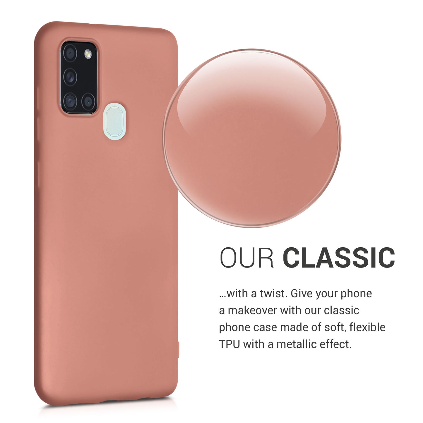 kwmobile Handyhülle für Samsung Galaxy A21s Hülle - Silikon Case metallisch schimmernd - Schutzhülle Cover