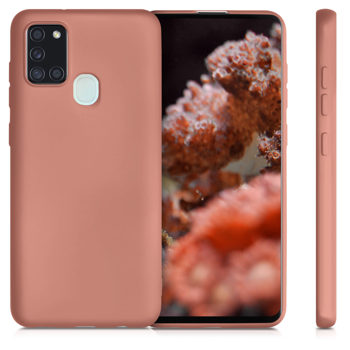 kwmobile Handyhülle für Samsung Galaxy A21s Hülle - Silikon Case metallisch schimmernd - Schutzhülle Cover