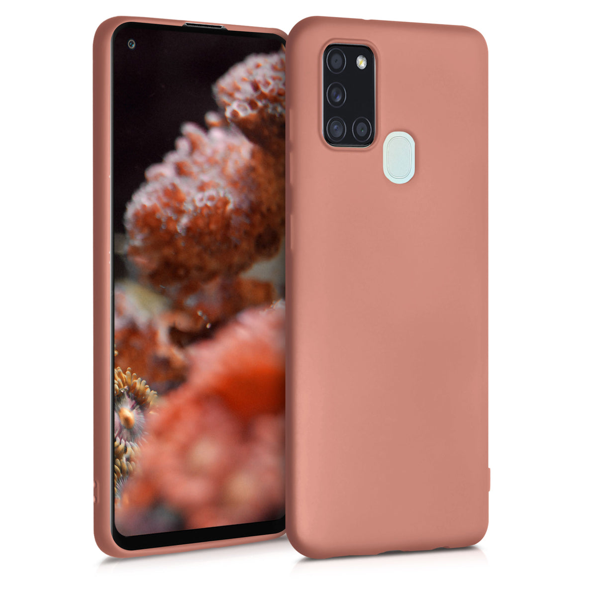 kwmobile Handyhülle für Samsung Galaxy A21s Hülle - Silikon Case metallisch schimmernd - Schutzhülle Cover