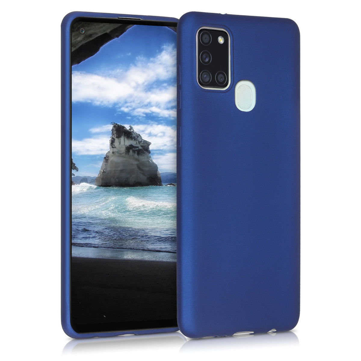 kwmobile Handyhülle für Samsung Galaxy A21s Hülle - Silikon Case metallisch schimmernd - Schutzhülle Cover