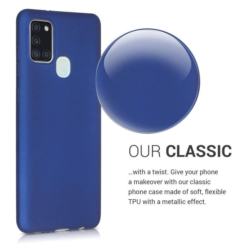 kwmobile Handyhülle für Samsung Galaxy A21s Hülle - Silikon Case metallisch schimmernd - Schutzhülle Cover