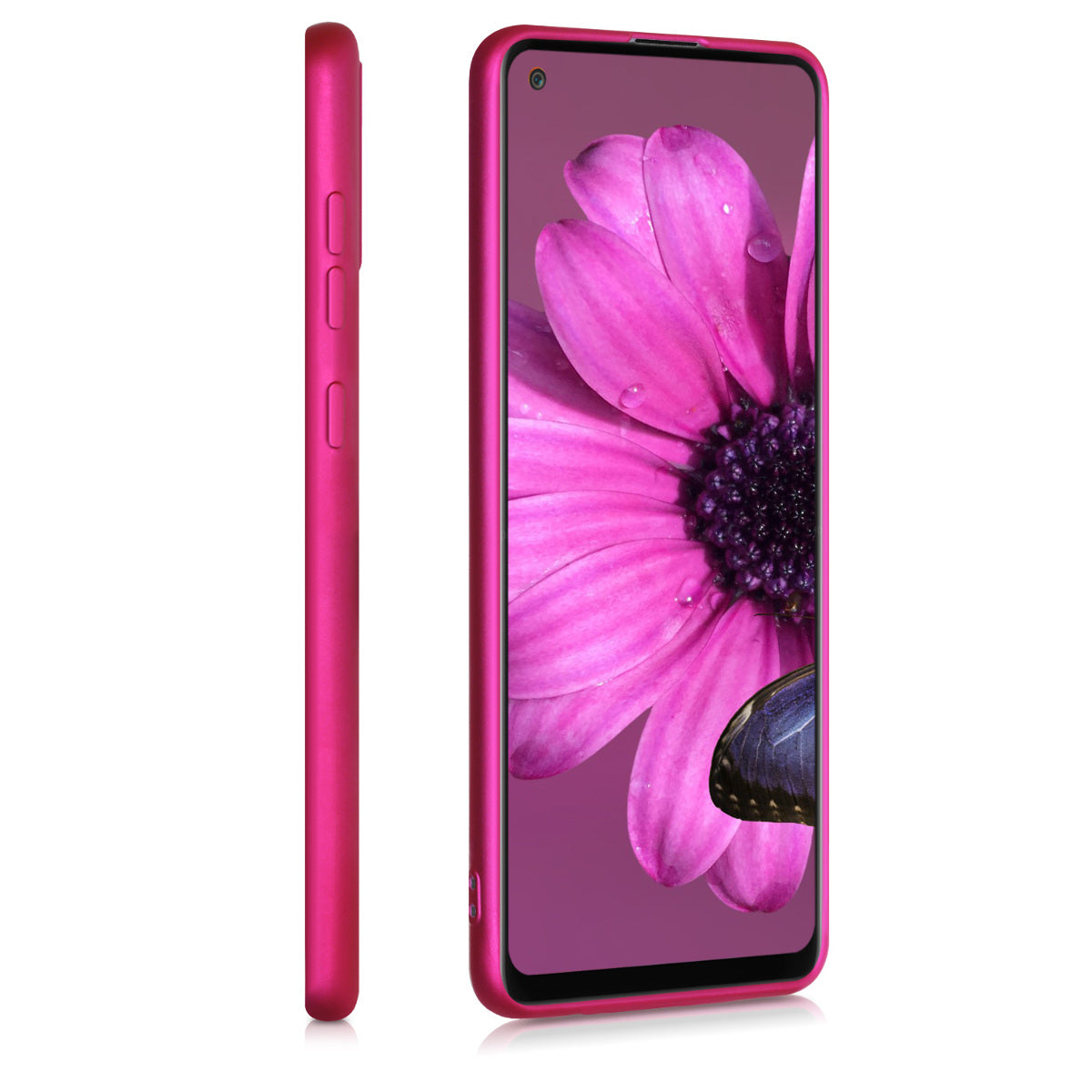 kwmobile Handyhülle für Samsung Galaxy A21s Hülle - Silikon Case metallisch schimmernd - Schutzhülle Cover