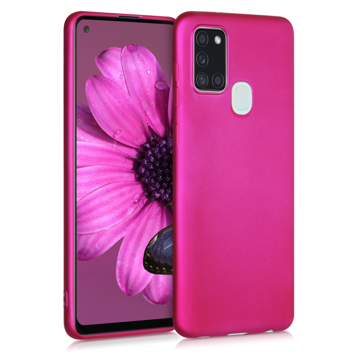 kwmobile Handyhülle für Samsung Galaxy A21s Hülle - Silikon Case metallisch schimmernd - Schutzhülle Cover