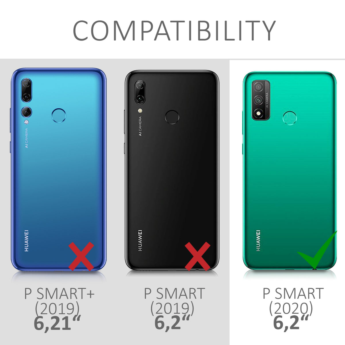 kwmobile Handyhülle für Huawei P Smart (2020) Hülle - Kabelloses Laden - Schutzhülle Cover