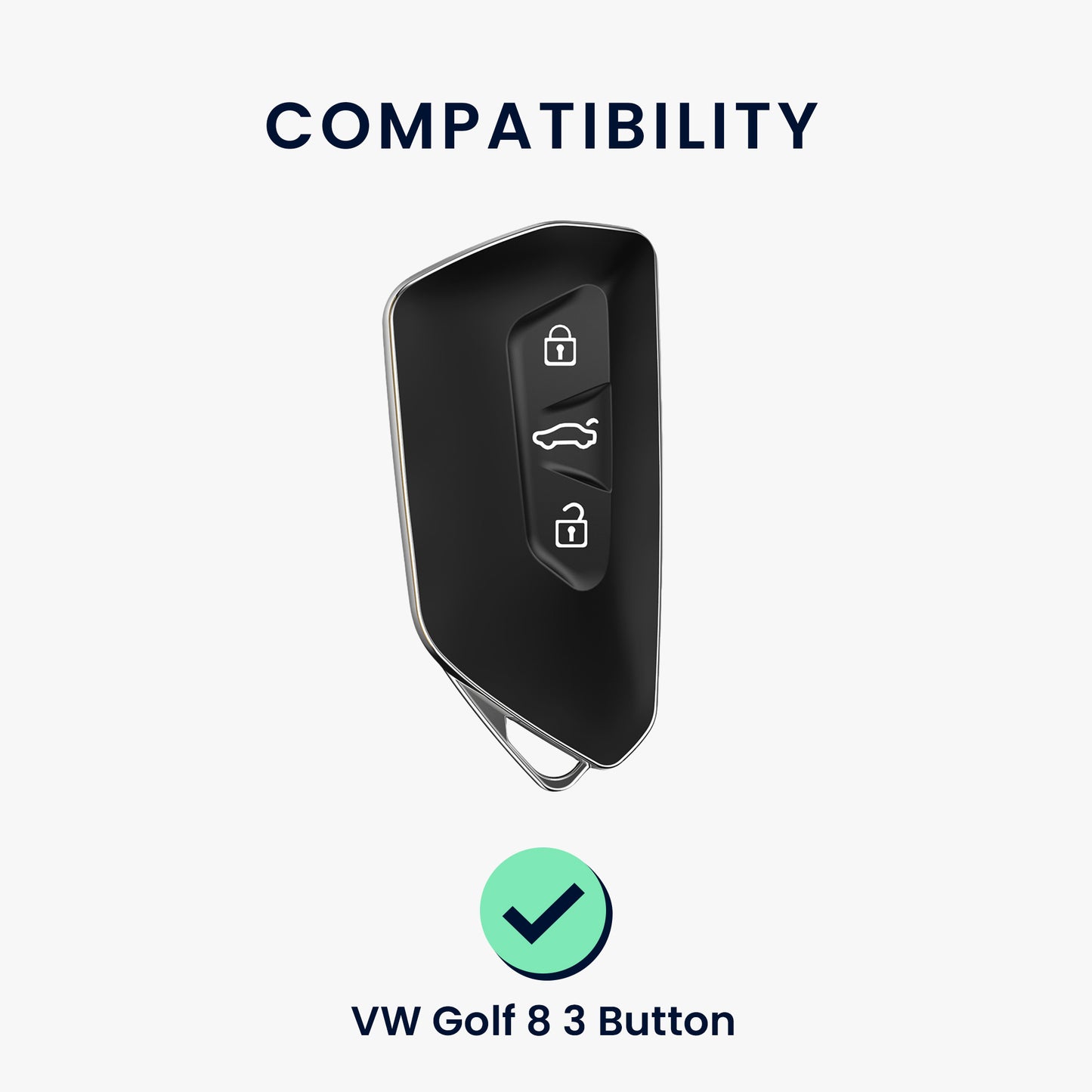 kwmobile Schlüsselhülle für VW Golf 8 3-Tasten Autoschlüssel Hülle - Autoschlüssel Schlüssel Hülle - Schlüsselschutz Gehäuse