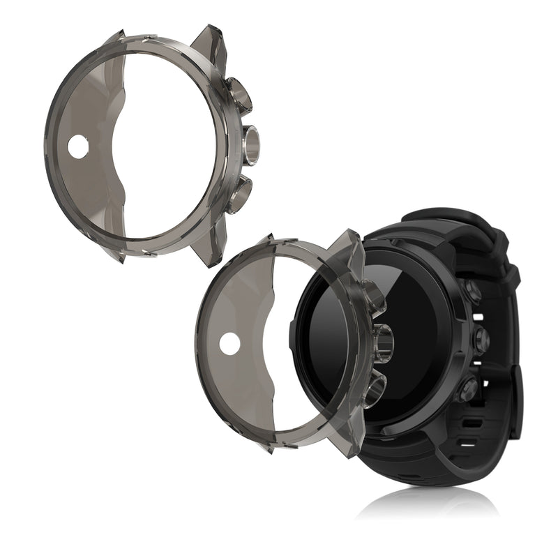 kwmobile 2x Sport Schutzhülle kompatibel mit Suunto 9 / 9 Baro / Spartan Sport Wrist HR Hülle - Silikon Cover klar - Case ohne Tracker - Schwarz Transparent Schwarz  [dsg02]