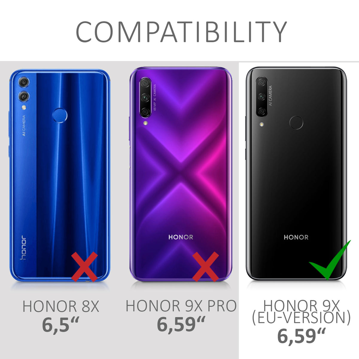 kwmobile Handyhülle für HONOR 9X (EU-Version) Hülle - Kabelloses Laden - Schutzhülle Cover