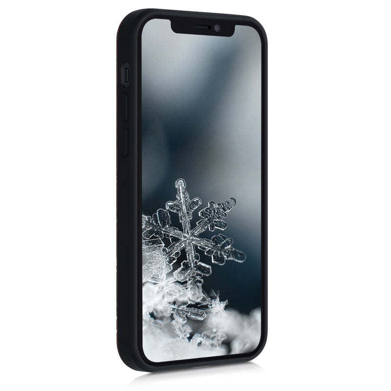 iPhone 12 / iPhone 12 Pro stoßfestes Holz Hardcase mit TPU Bumper Kompass