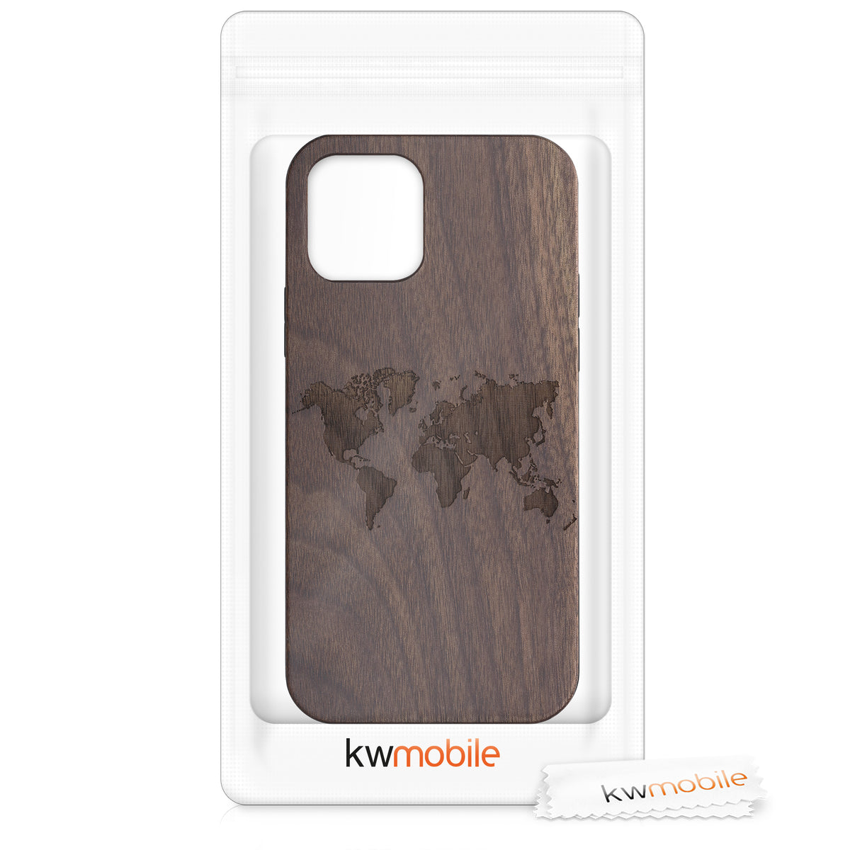 iPhone 12 / iPhone 12 Pro stoßfestes Holz Hardcase mit TPU Bumper Kompass