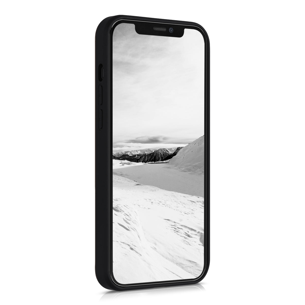 iPhone 12 / iPhone 12 Pro stoßfestes Holz Hardcase mit TPU Bumper Kompass