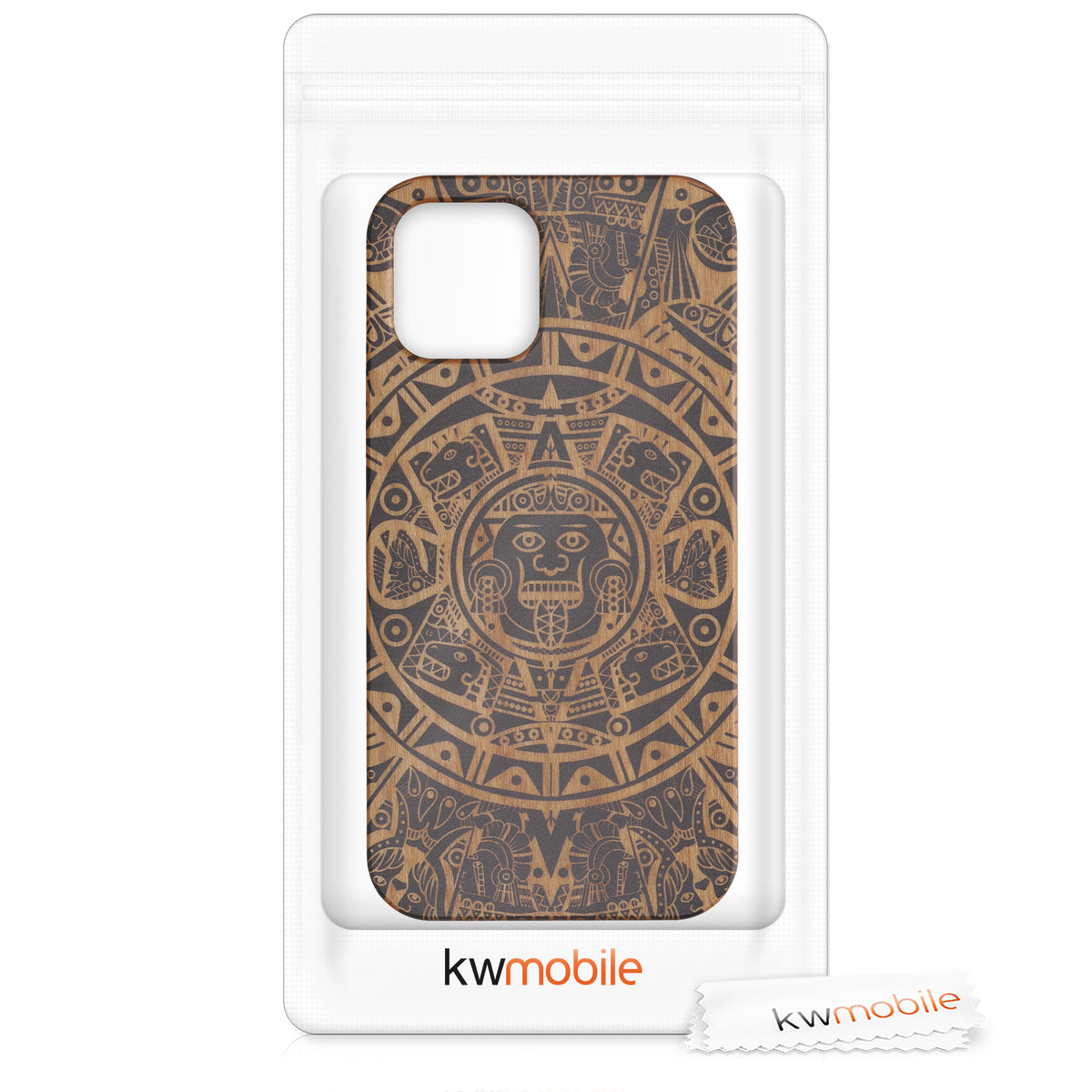 iPhone 12 / iPhone 12 Pro stoßfestes Holz Hardcase mit TPU Bumper Kompass