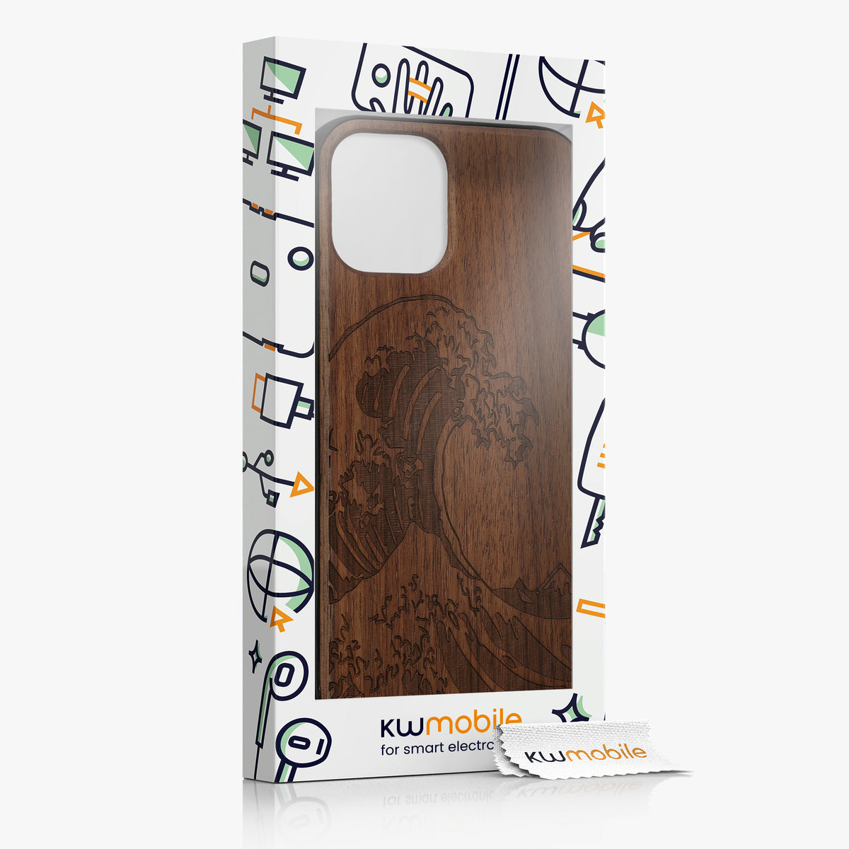 iPhone 12 / iPhone 12 Pro stoßfestes Holz Hardcase mit TPU Bumper Kompass