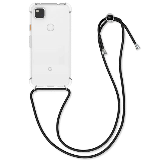 kwmobile Necklace Case kompatibel mit Google Pixel 4a Hülle - Silikon Cover mit Handykette - Band Handyhülle Transparent Transparent  