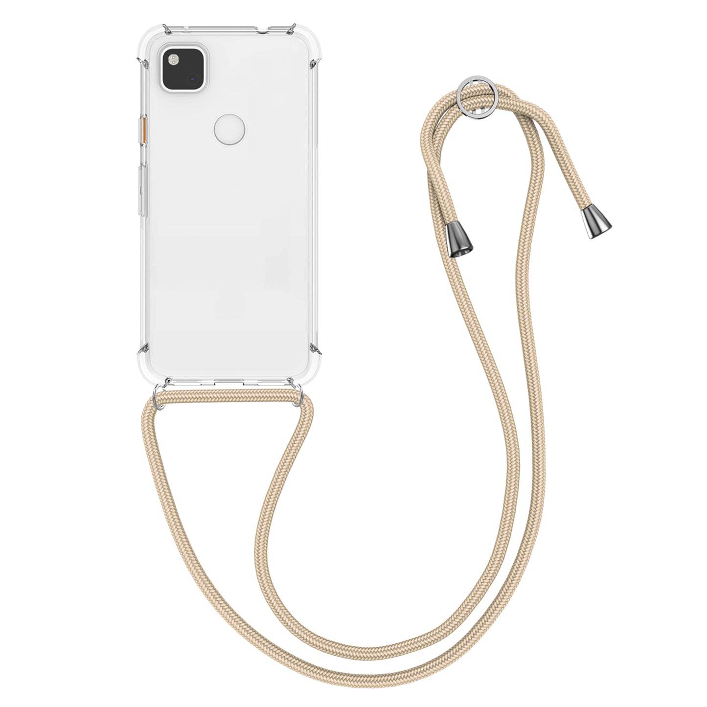 kwmobile Necklace Case kompatibel mit Google Pixel 4a Hülle - Silikon Cover mit Handykette - Band Handyhülle Gold Gold  