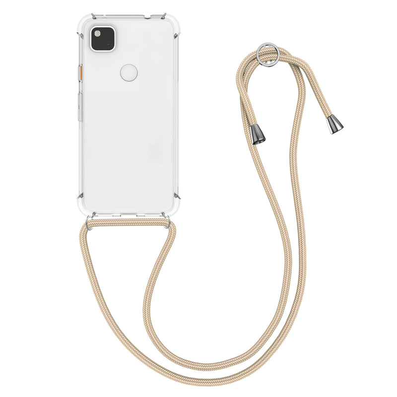 kwmobile Necklace Case kompatibel mit Google Pixel 4a Hülle - Silikon Cover mit Handykette - Band Handyhülle Gold Gold  