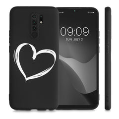 Xiaomi Redmi 9 Silikon Handyhülle Herz Weiß