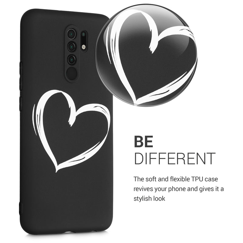 Xiaomi Redmi 9 Silikon Handyhülle Herz Weiß