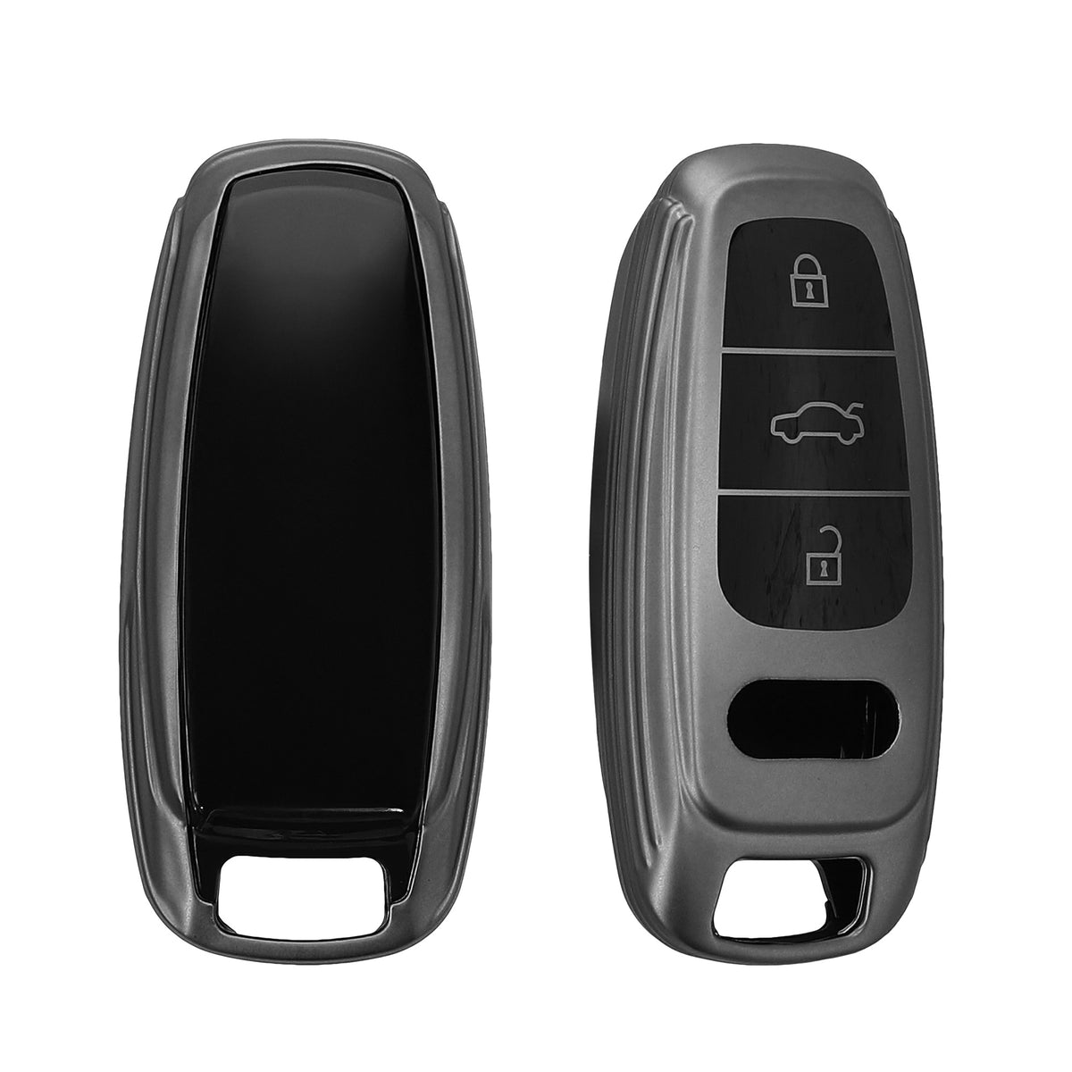 Audi A6 A7 A8 Q7 Q8 3-Tasten Autoschlüssel Keyless TPU Schlüsselhülle Metallic