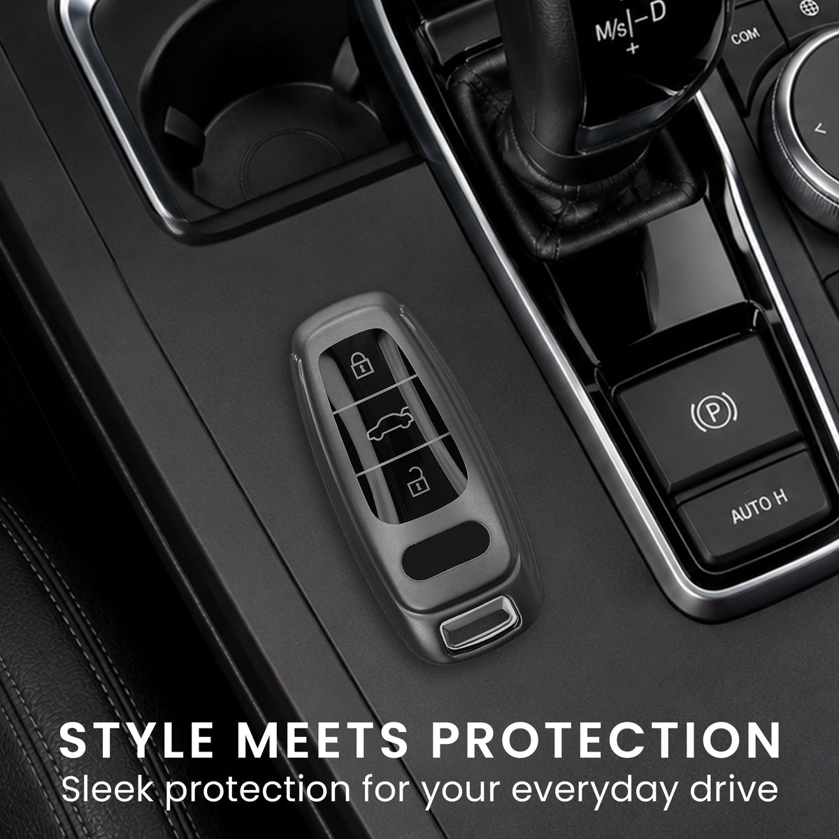 Audi A6 A7 A8 Q7 Q8 3-Tasten Autoschlüssel Keyless TPU Schlüsselhülle Metallic
