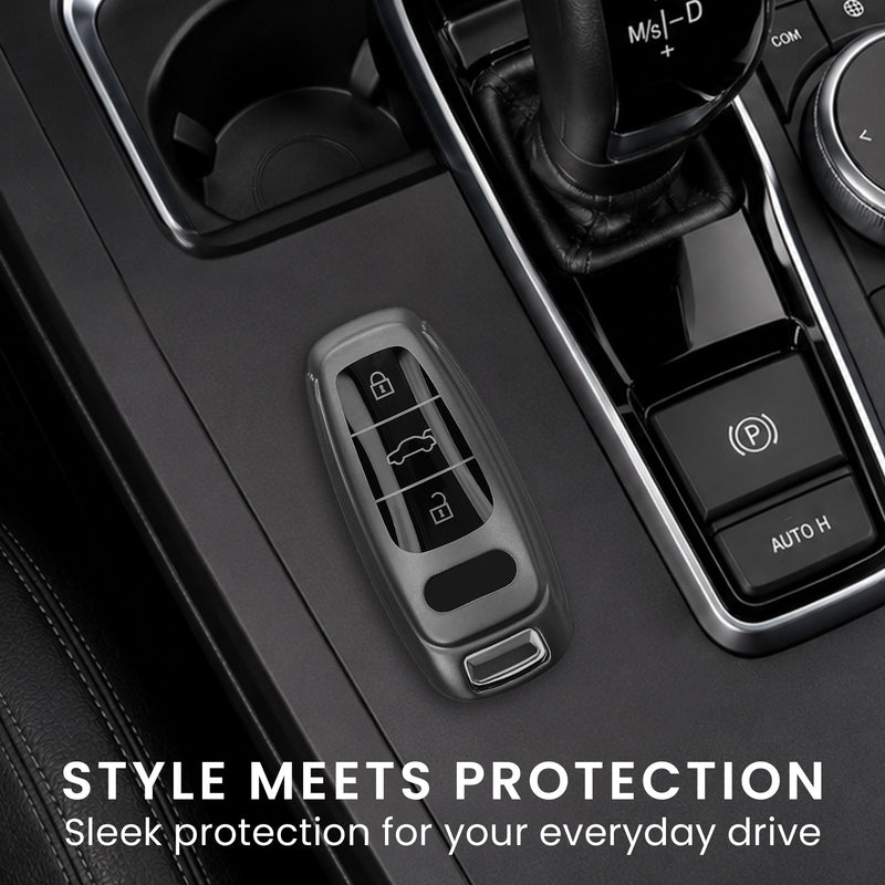 Audi A6 A7 A8 Q7 Q8 3-Tasten Autoschlüssel Keyless TPU Schlüsselhülle Metallic