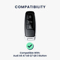 Audi A6 A7 A8 Q7 Q8 3-Tasten Autoschlüssel Keyless TPU Schlüsselhülle Metallic