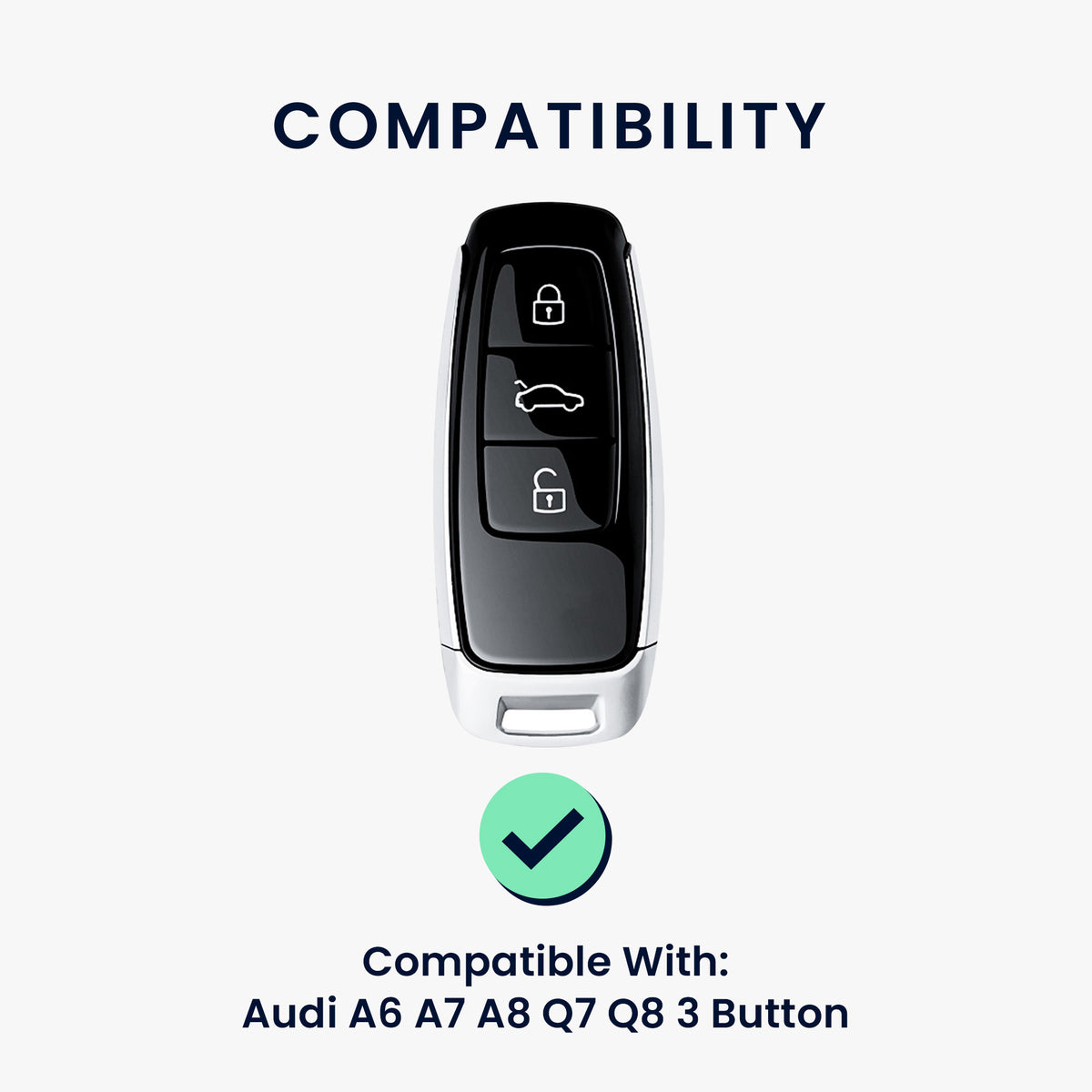 Audi A6 A7 A8 Q7 Q8 3-Tasten Autoschlüssel Keyless TPU Schlüsselhülle Metallic