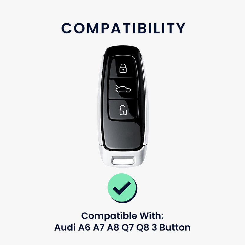 Audi A6 A7 A8 Q7 Q8 3-Tasten Autoschlüssel Keyless TPU Schlüsselhülle Metallic