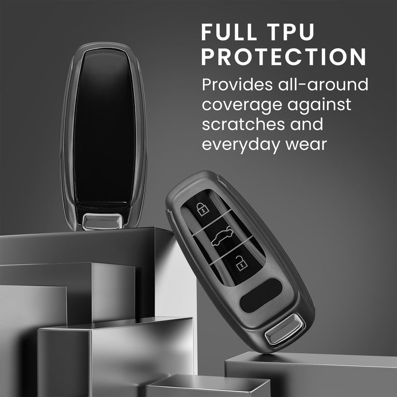 Audi A6 A7 A8 Q7 Q8 3-Tasten Autoschlüssel Keyless TPU Schlüsselhülle Metallic