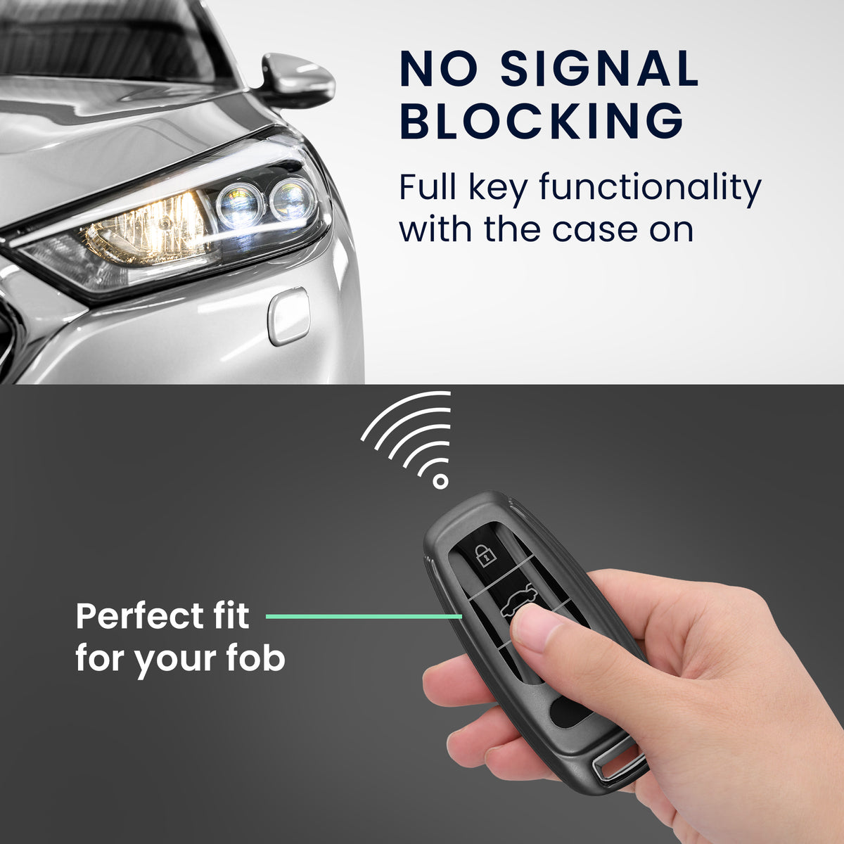 Audi A6 A7 A8 Q7 Q8 3-Tasten Autoschlüssel Keyless TPU Schlüsselhülle Metallic