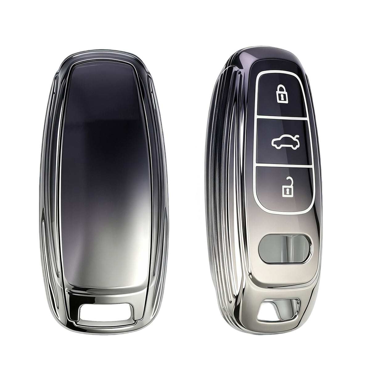 Audi A6 A7 A8 Q7 Q8 3-Tasten Autoschlüssel Keyless TPU Schlüsselhülle Metallic