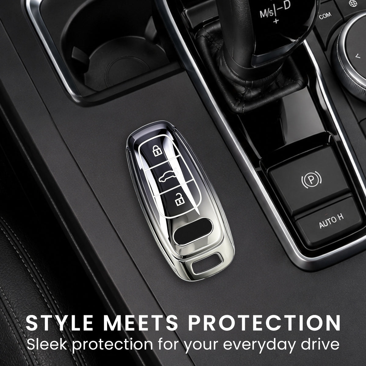 Audi A6 A7 A8 Q7 Q8 3-Tasten Autoschlüssel Keyless TPU Schlüsselhülle Metallic