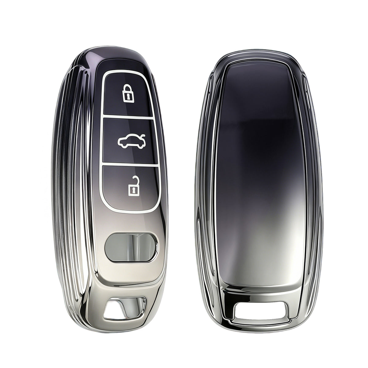 Audi A6 A7 A8 Q7 Q8 3-Tasten Autoschlüssel Keyless TPU Schlüsselhülle Metallic