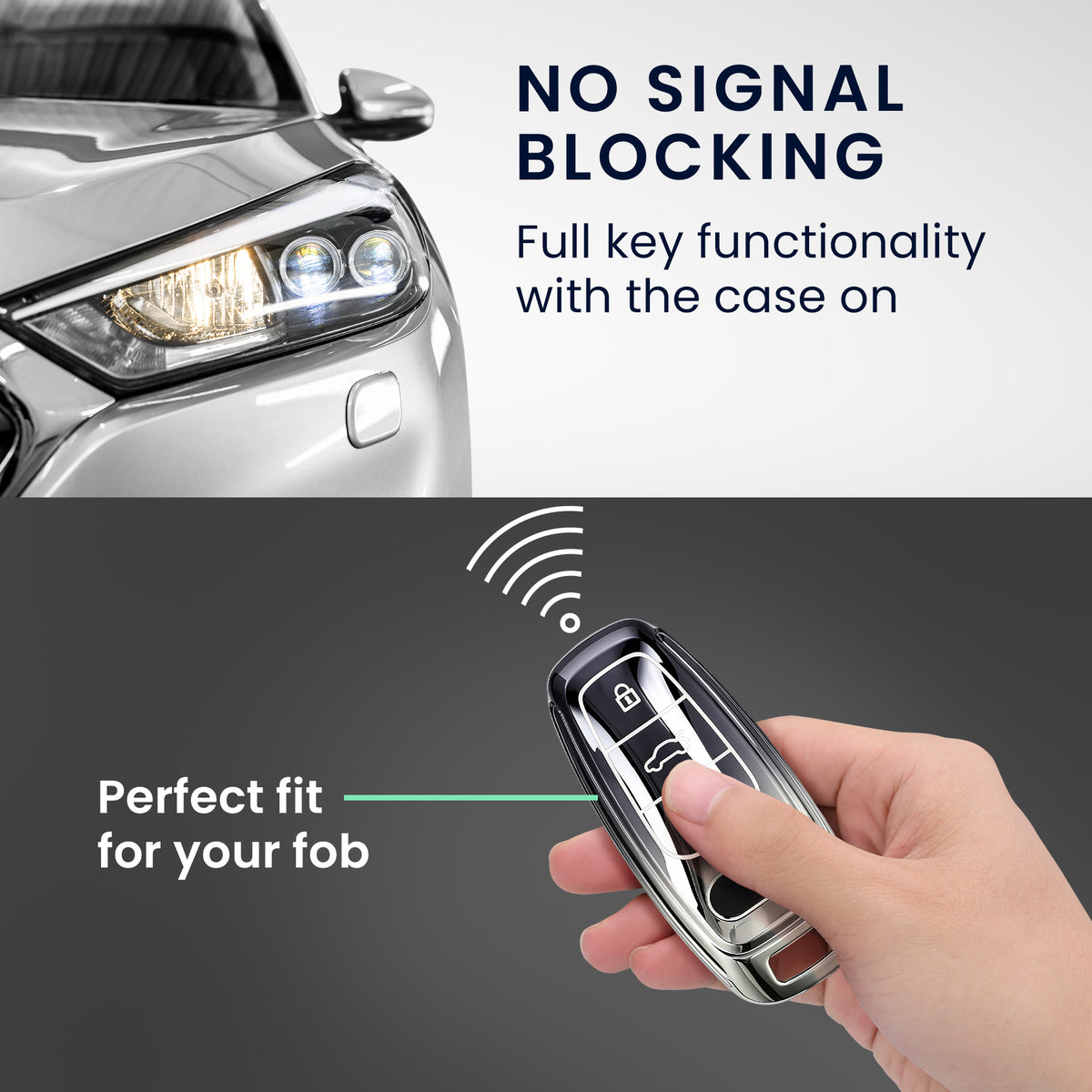Audi A6 A7 A8 Q7 Q8 3-Tasten Autoschlüssel Keyless TPU Schlüsselhülle Metallic