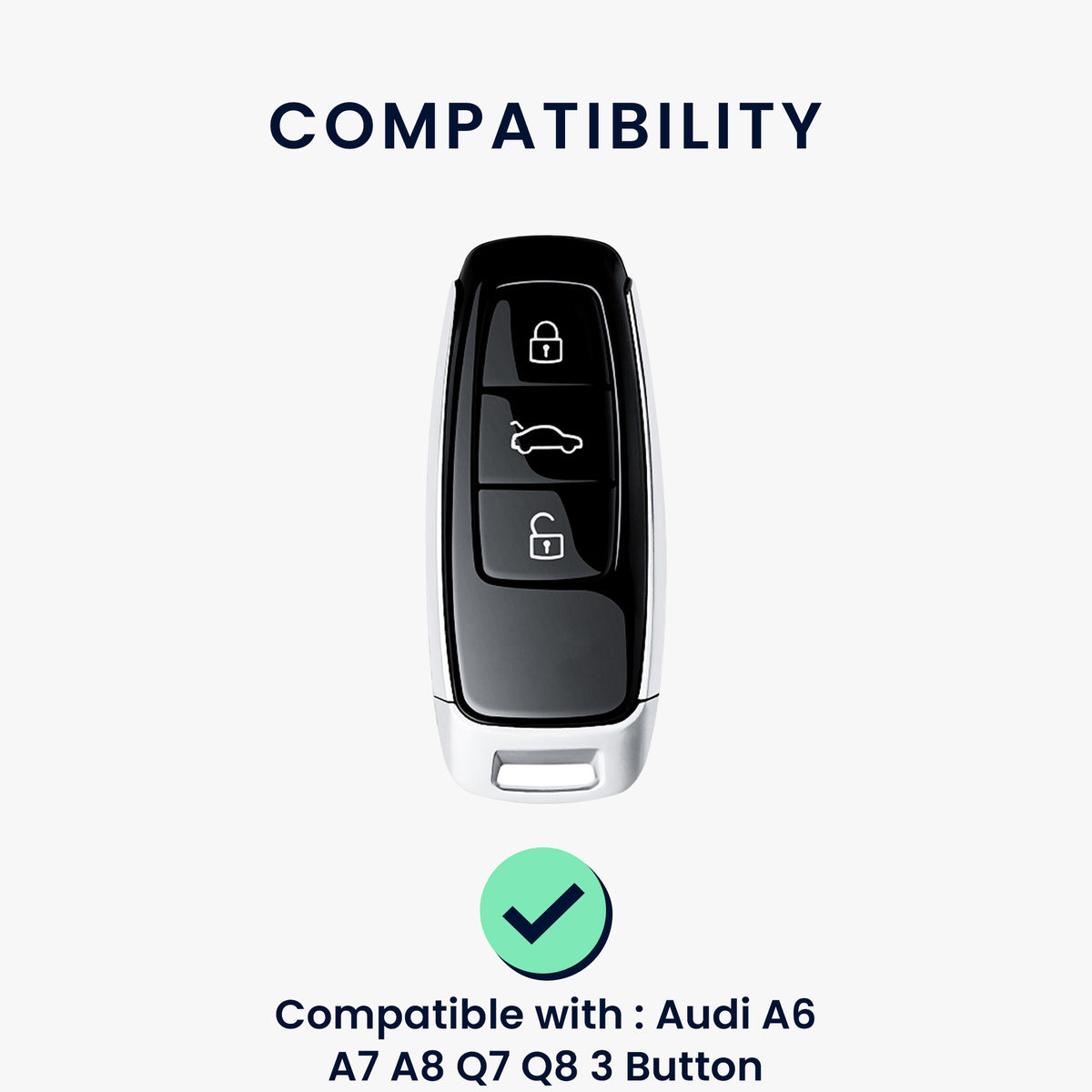 Audi A6 A7 A8 Q7 Q8 3-Tasten Autoschlüssel Keyless TPU Schlüsselhülle Metallic