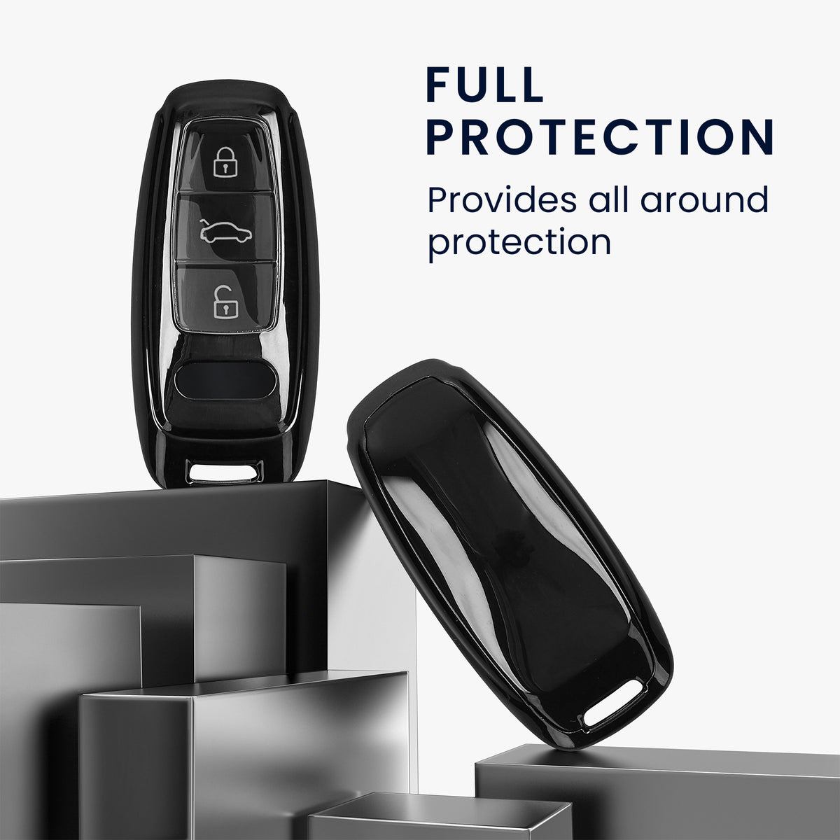 Audi A6 A7 A8 Q7 Q8 3-Tasten Autoschlüssel Keyless TPU Schlüsselhülle Metallic