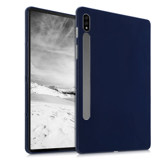 kwmobile Schutzhülle kompatibel mit Samsung Galaxy Tab S10/S9FE/S9/S8/S7 - Hülle Silikon - Tablet Cover Case Dunkelblau Dunkelblau  