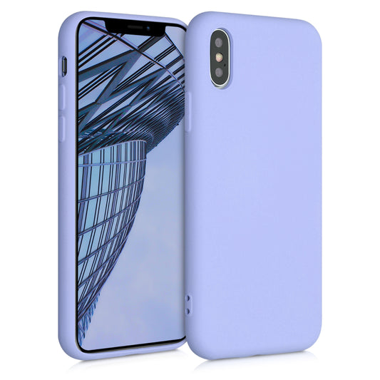 kwmobile Hülle kompatibel mit Apple iPhone XS Hülle - gummierte TPU Silikon Handyhülle - Schutzhülle für kabelloses Laden - Case in Pastell Lavendel Pastell Lavendel  