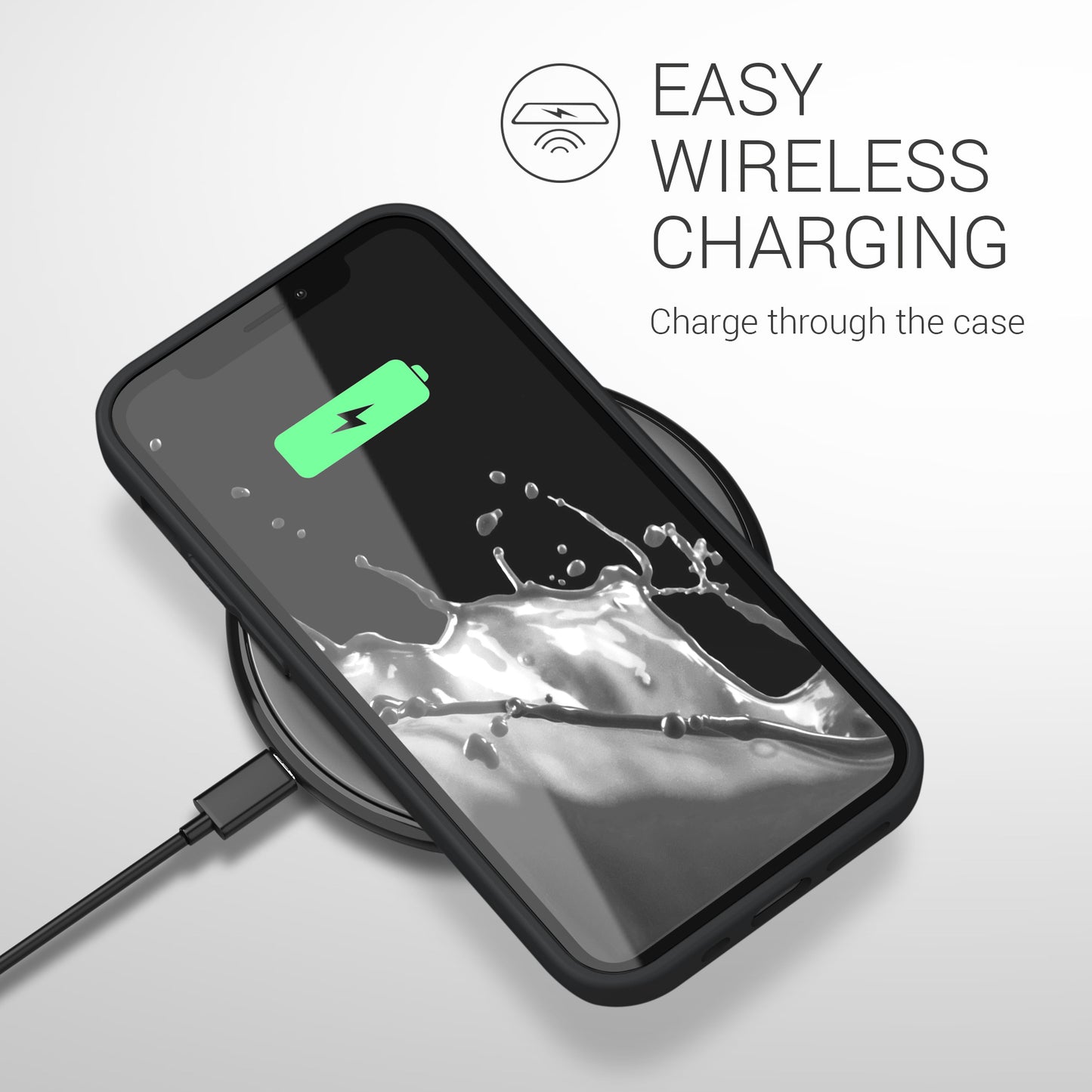 kwmobile Handyhülle für Apple iPhone 12 mini Hülle - Kabelloses Laden - Schutzhülle Cover - Schwarz matt - Hüllen
