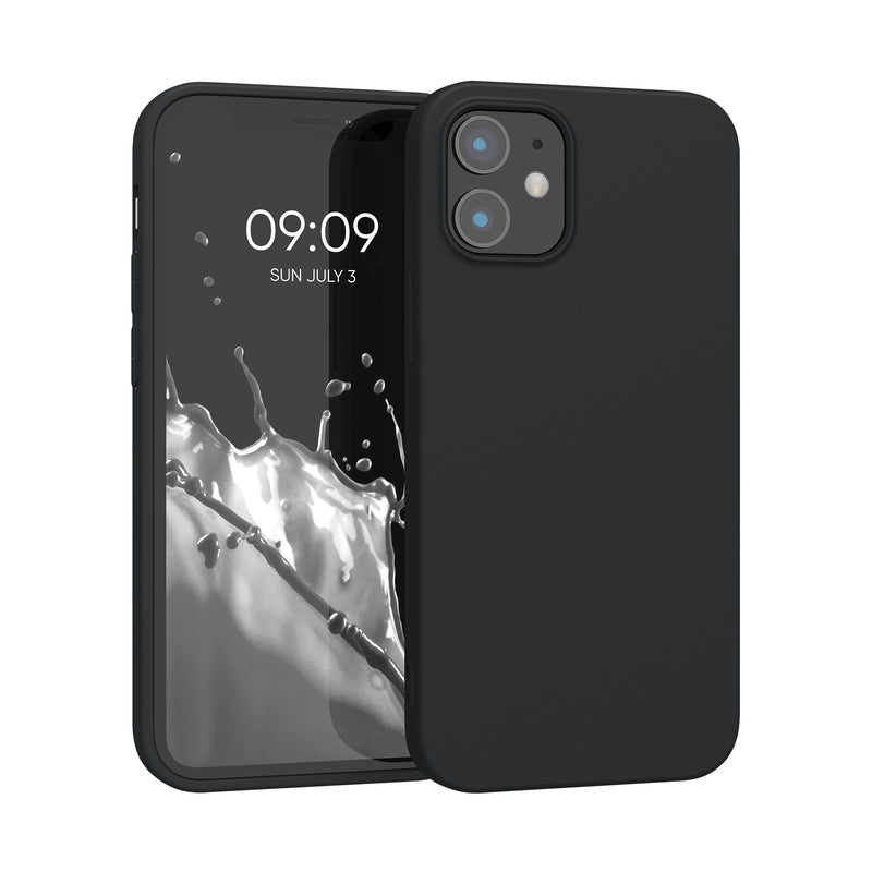 kwmobile Handyhülle für Apple iPhone 12 mini Hülle - TPU Case - Kabelloses Laden - Schutzhülle Cover in Schwarz matt Schwarz matt  