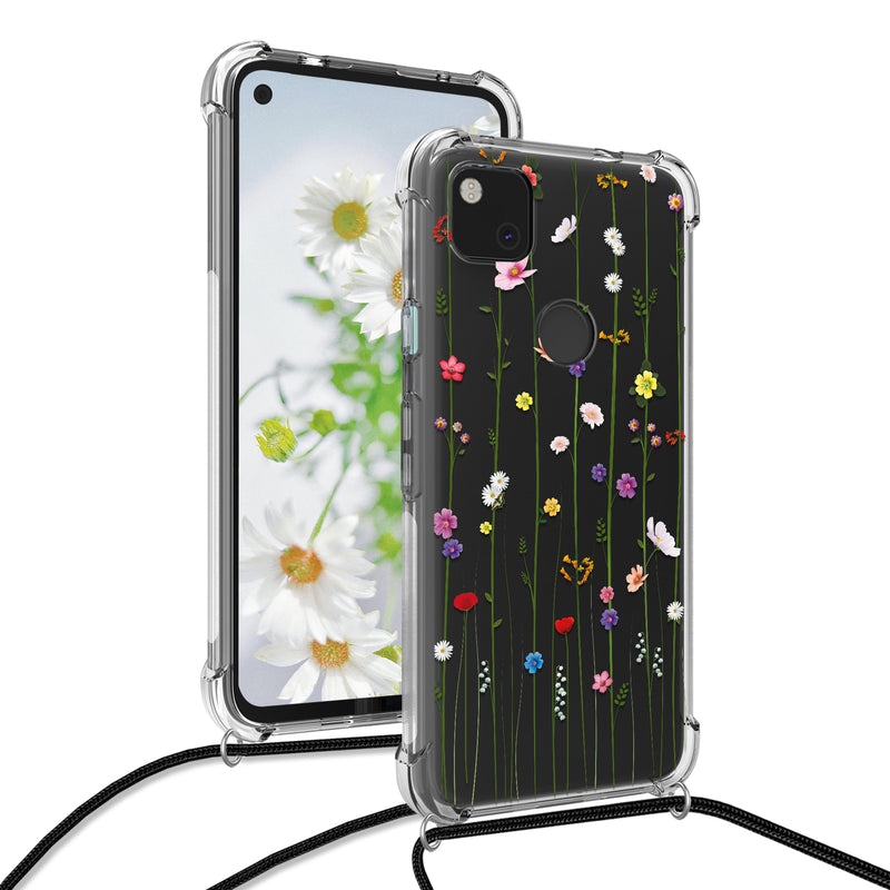 Google Pixel 4a Silikon Handykette Wilde Blumen