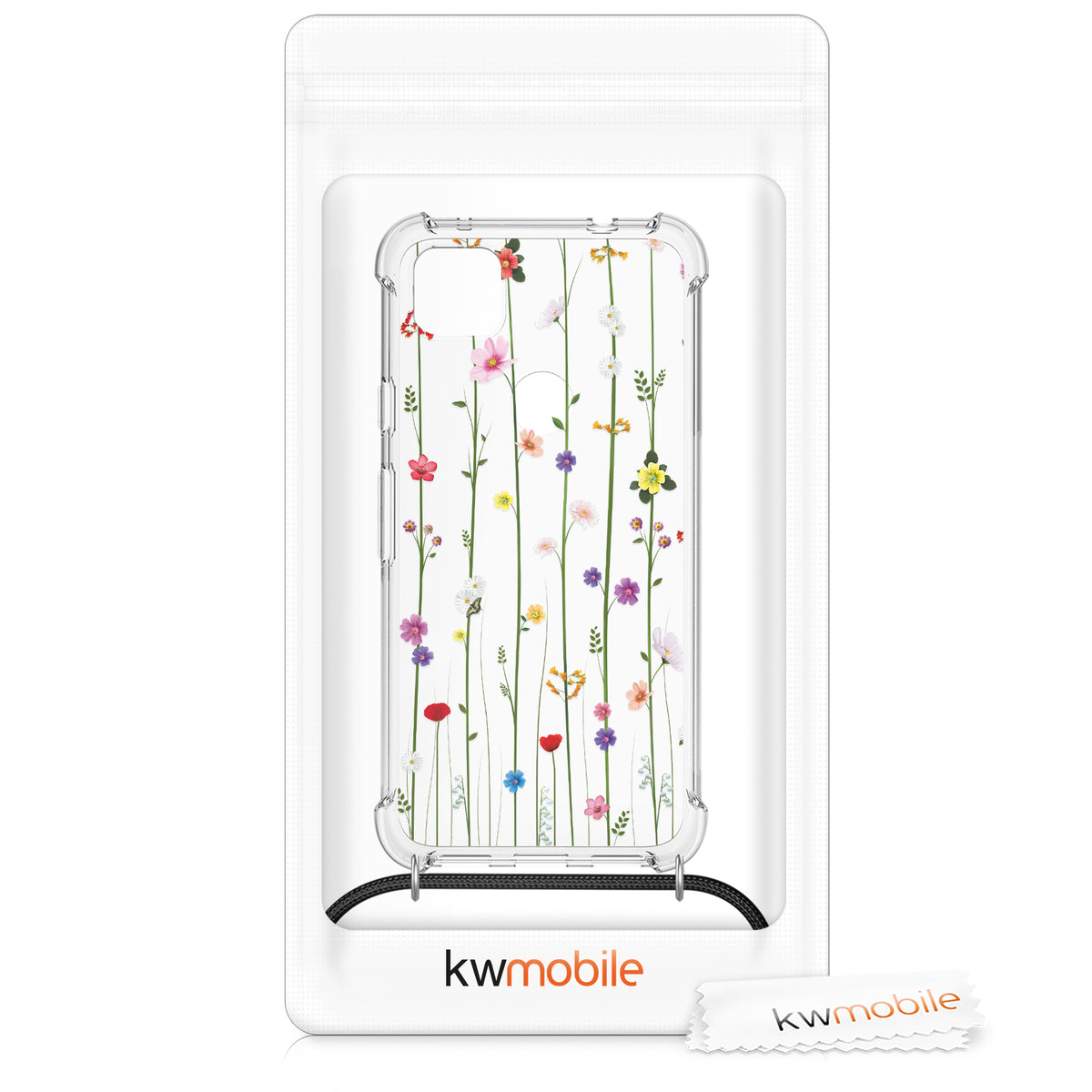 Google Pixel 4a Silikon Handykette Wilde Blumen
