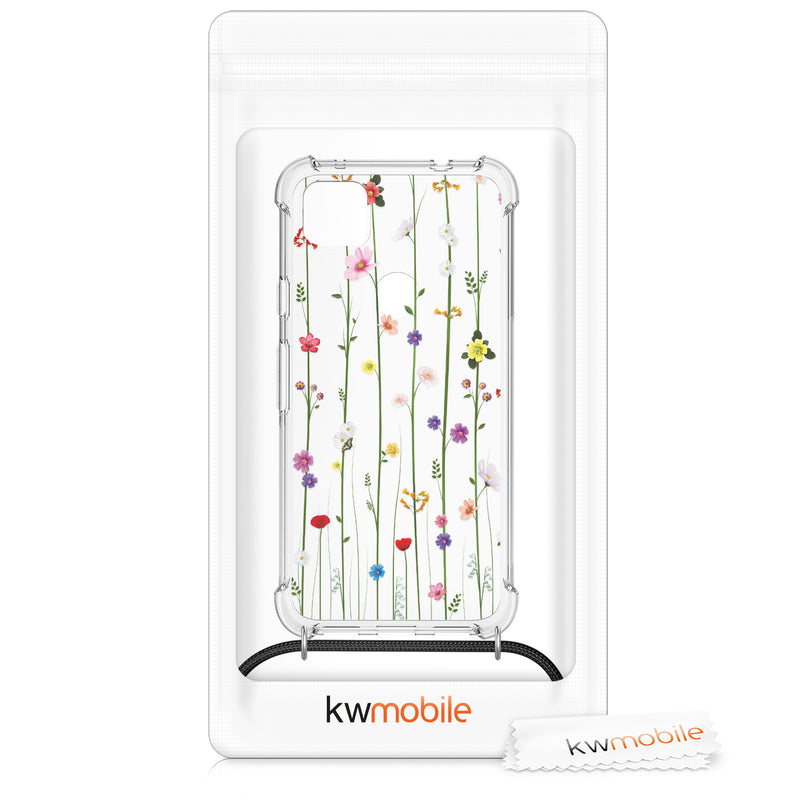 Google Pixel 4a Silikon Handykette Wilde Blumen