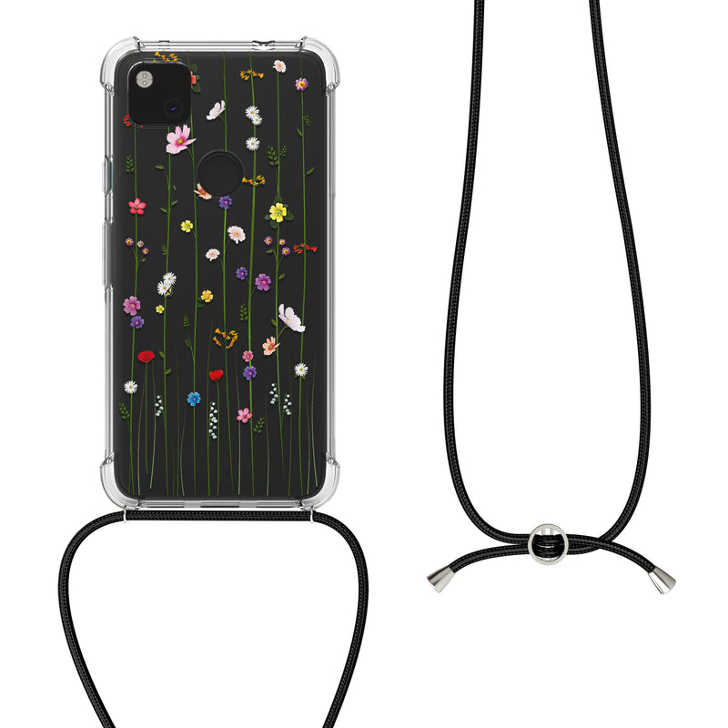Google Pixel 4a Silikon Handykette Wilde Blumen